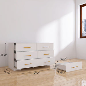 Large 6 Drawers Chest Of Drawer Dressers Table With Handle