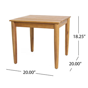 Outdoor Square Side Table with Slatted Top and Wood Frame - Teak