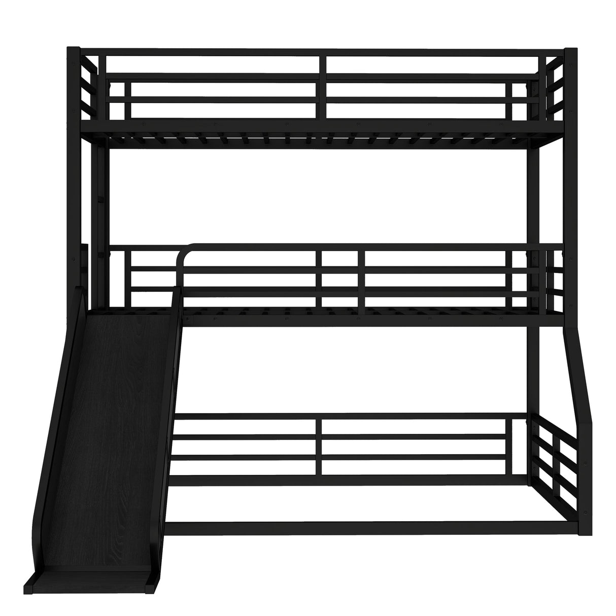 Twin Over Twin Over Full Bunk Bed with Slide