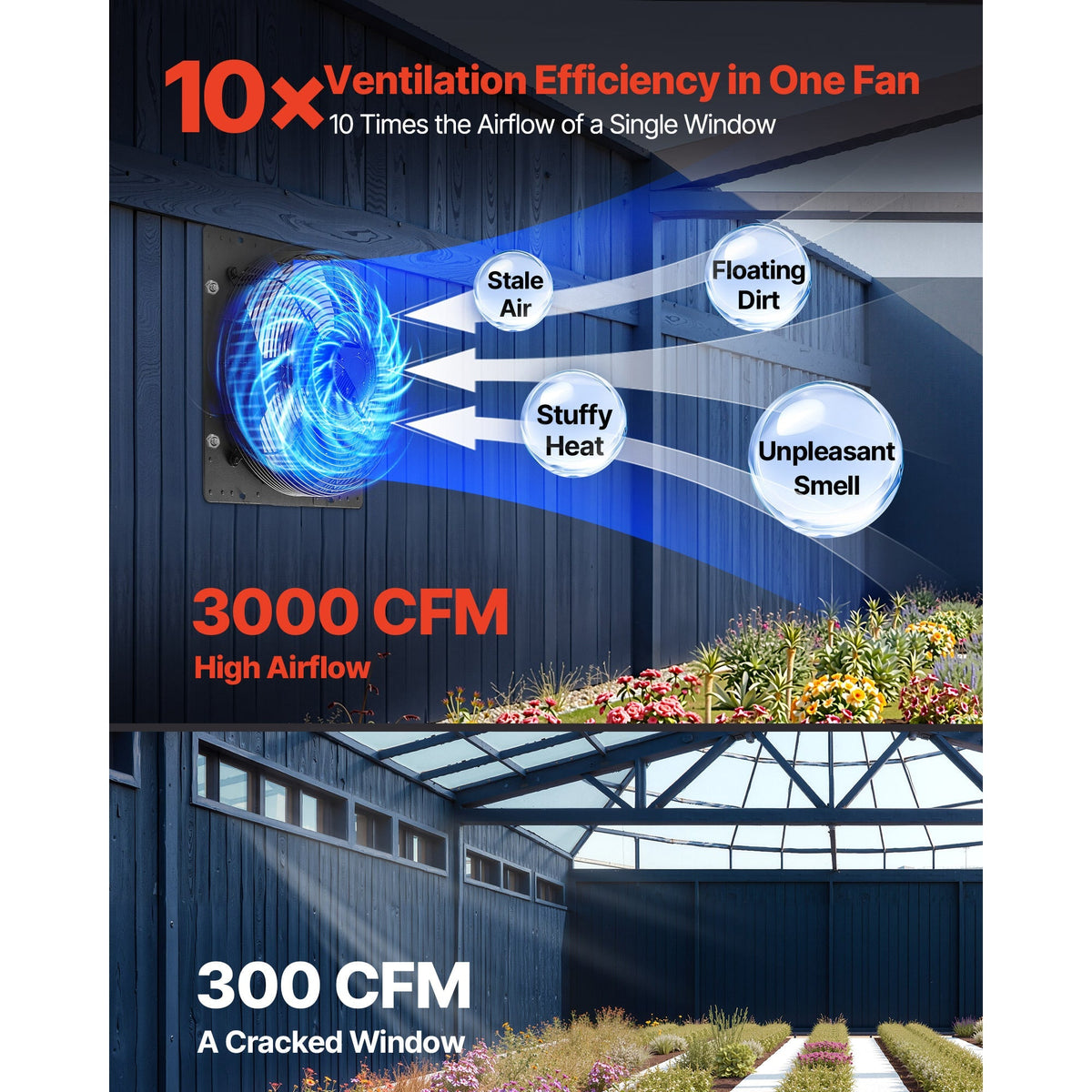 16 Inch Shutter Exhaust Fan with Smart Temperature Control - Metal