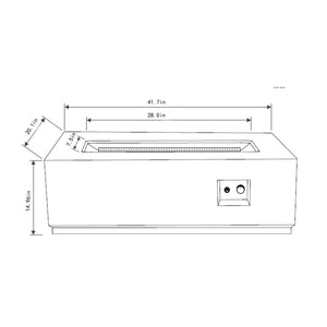 42" Propane Gas Fire Pit Table, 50000 BTU Rectangular Steel Fire Pit with Glass Wind Guard - Gray