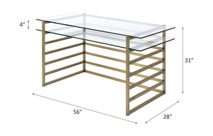 Shona Clear Glass Top & Antique Desk