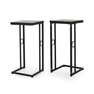 Essex Set of 2 Modern Black Metal End Tables