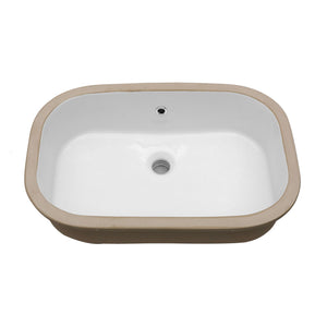 Undermount Bathroom Sink 22" X 15.25" With Overflow Sleek, High Temperature Fired, Stain Resistant, Smooth Polished Surface - White