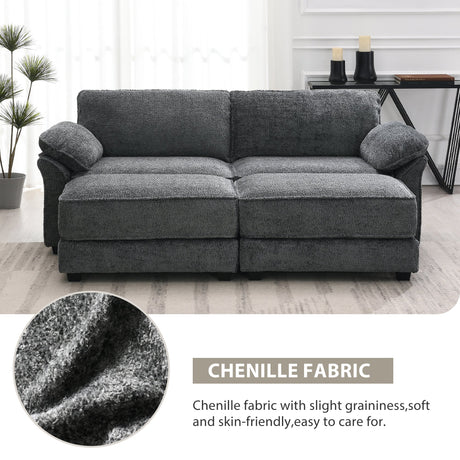 The Adelle Adaptable Gray Chenille Modular Sofa Bed