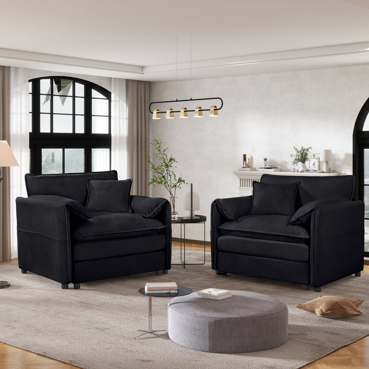 Oversized Chenille Accent Chair Set of 2