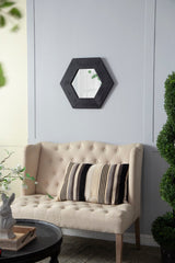 Hexagon Mirror With Natural Wood Frame