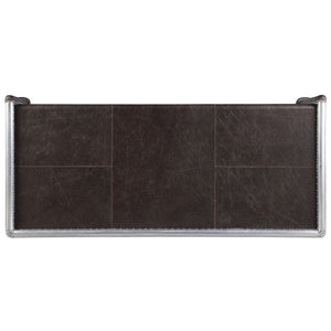 Brancaster - Executive Writing Desk - Distress Chocolate Top Grain Leather & Aluminum