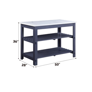 Enapay Marble Top Kitchen Island in Gray