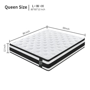 Full Size Hybrid Mattress Breathable Cool Knitted Fabric Cover Soft Memory Foam Individual Pocket Spring CetriPUR-US
