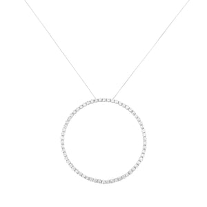 .925 Sterling Silver 5.0 Cttw Prong Set Round-cut Diamond Open Circle Hoop 18" Pendant Necklace (I-J Color, I2-I3 Clarity)
