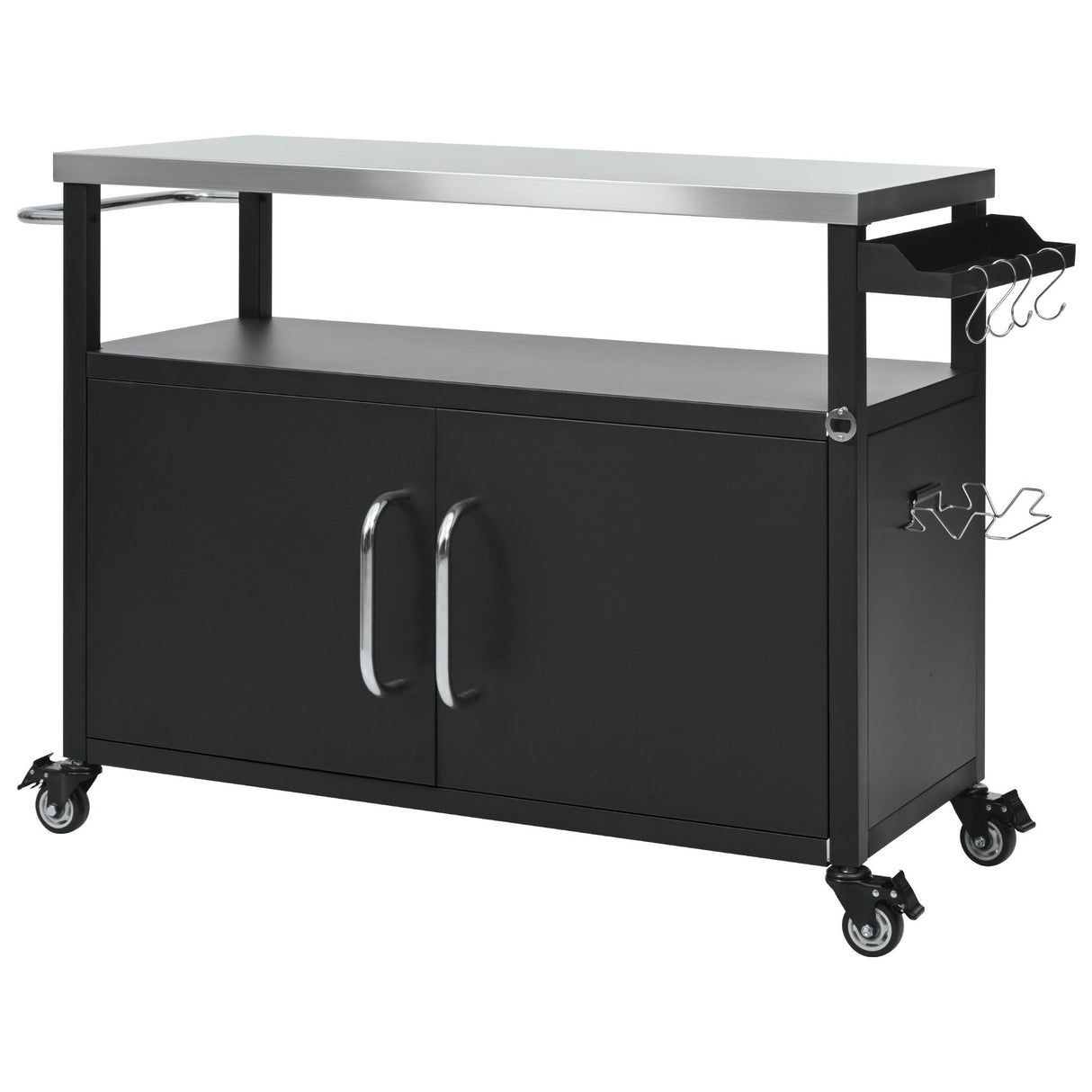 K&K 54.5" Outdoor Kitchen Island with Stainless Steel Tabletop