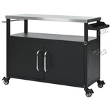 K&K 54.5" Outdoor Kitchen Island with Stainless Steel Tabletop