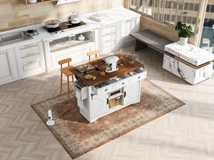 K&K 53.7" Farmhouse Kitchen Island with Power Outlet