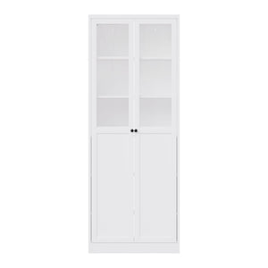 Tall Metal Kitchen Pantry Cabinet With Adjustable Shelves And Silent Magnetic Doors - White