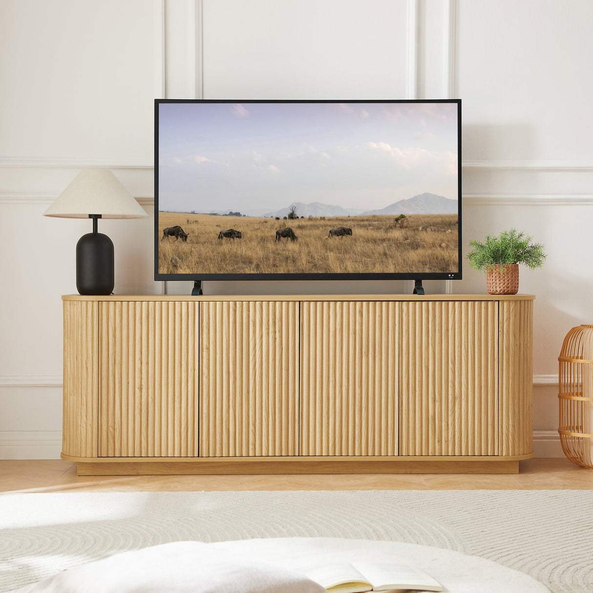 Modern Fluted Sideboard Storage Cabinet