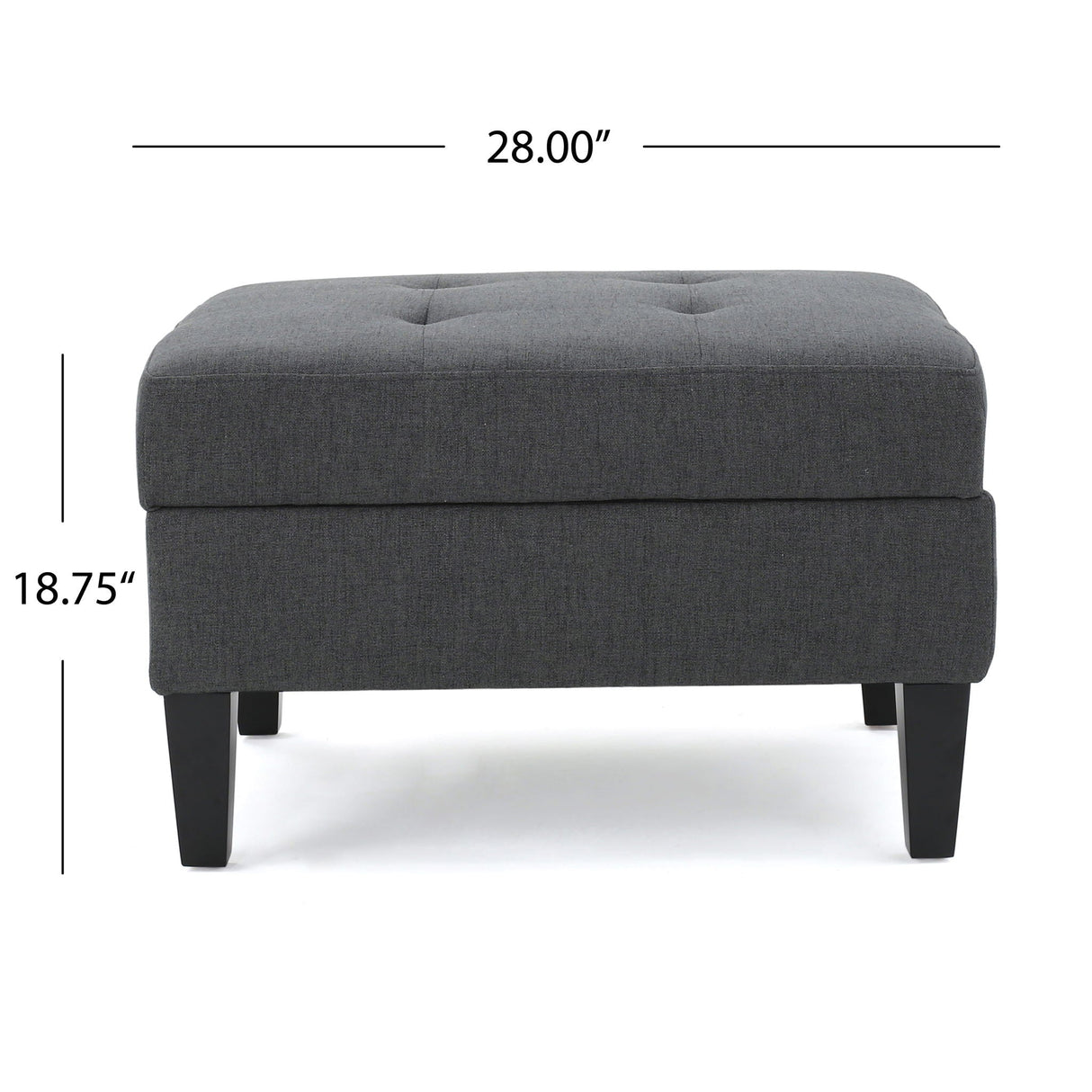 Storage Ottoman With Birch Wood Legs And Cushioned Top