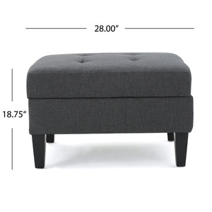 Storage Ottoman With Birch Wood Legs And Cushioned Top