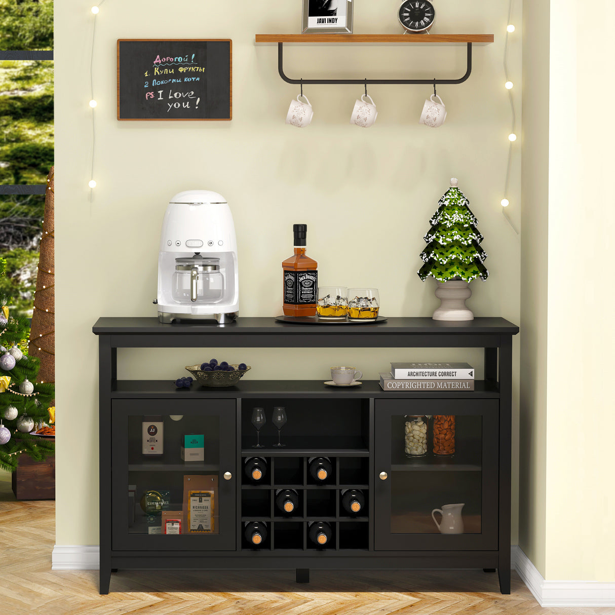 Modern Sideboard Cabinet with Glass Doors
