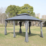 13x10 ft Outdoor Patio Gazebo Canopy Tent with Ventilated Double Roof and Side Wall
