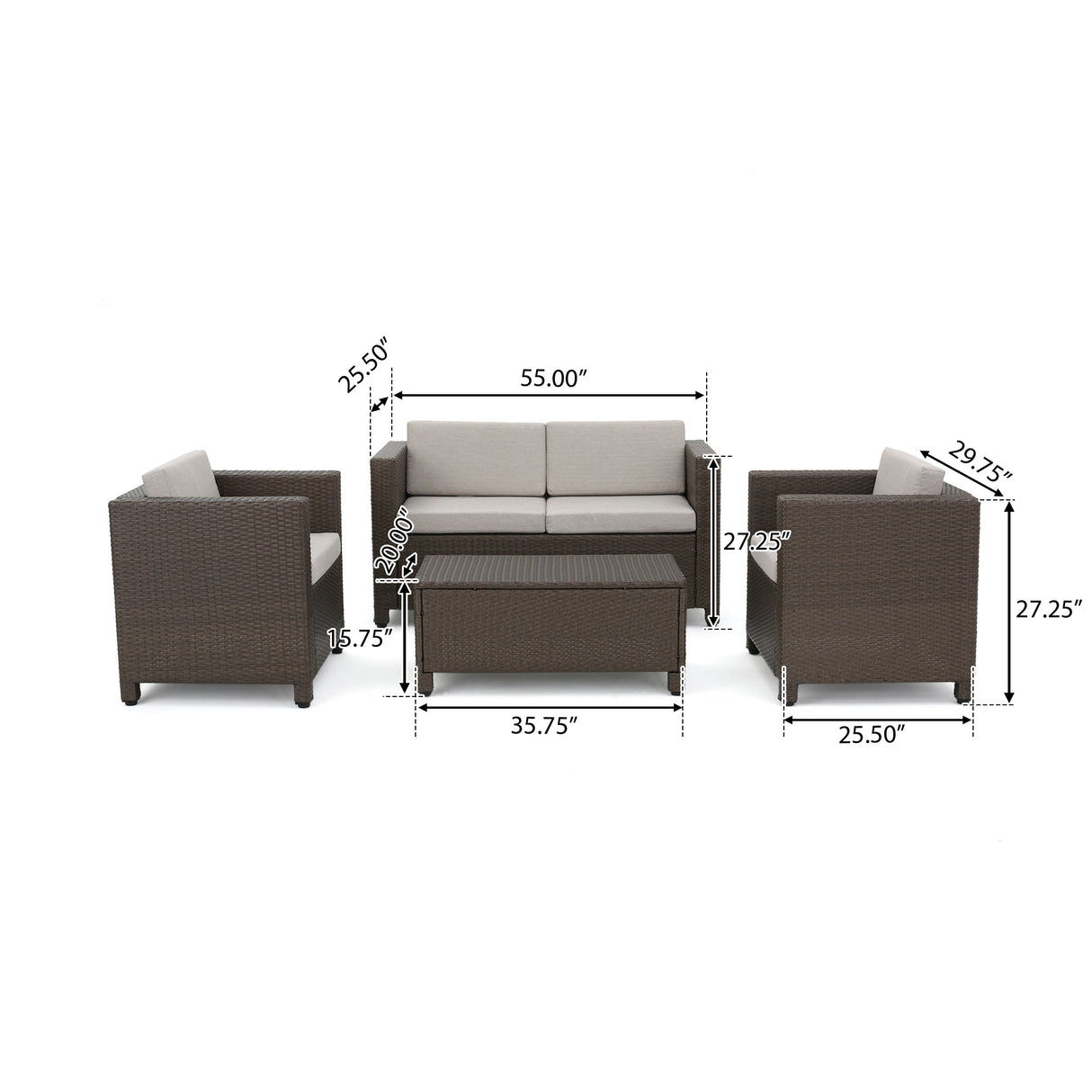 4 Piece Outdoor Set (Beige)