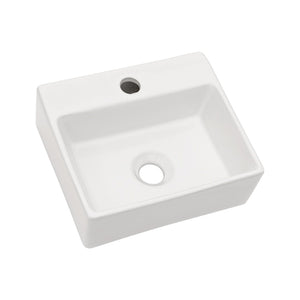 Ceramic Rectangle Wall Mount Bathroom Sink With Single Faucet Hole