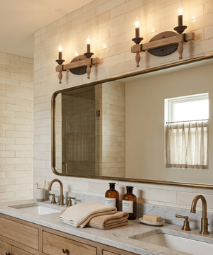 Glenwood 14"W 2-Light Aged Bronze and Distressed Oak Finish Bathroom Vanity Light Fixture
