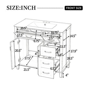 Bathroom Vanity With Sink, Soft Close Doors & Drawers - Wood
