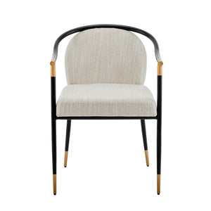 Modern Upholstered Dining Chair Set of 2 - Beige / Black