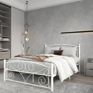 Full Size Unique Flower Sturdy System Metal Bed Frame with Headboard