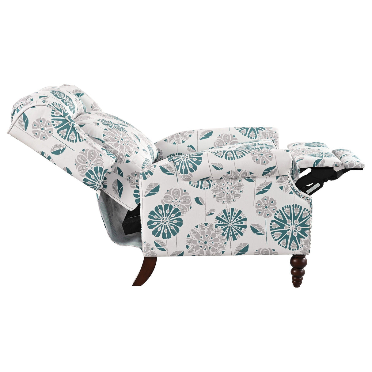 Push Back Recliner Chair Upholstered Recliner Armchair With Classic Wing Back And Solid Gourd-Shaped Legs
