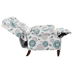 Push Back Recliner Chair Upholstered Recliner Armchair With Classic Wing Back And Solid Gourd-Shaped Legs