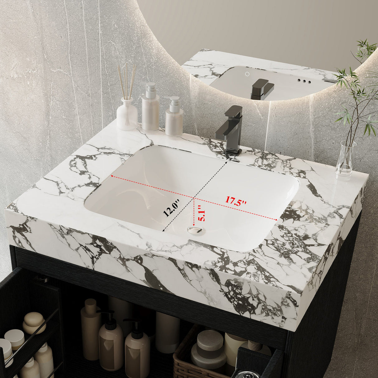 Contemporary Free-standing Bathroom Vanity with Faux Marble Top