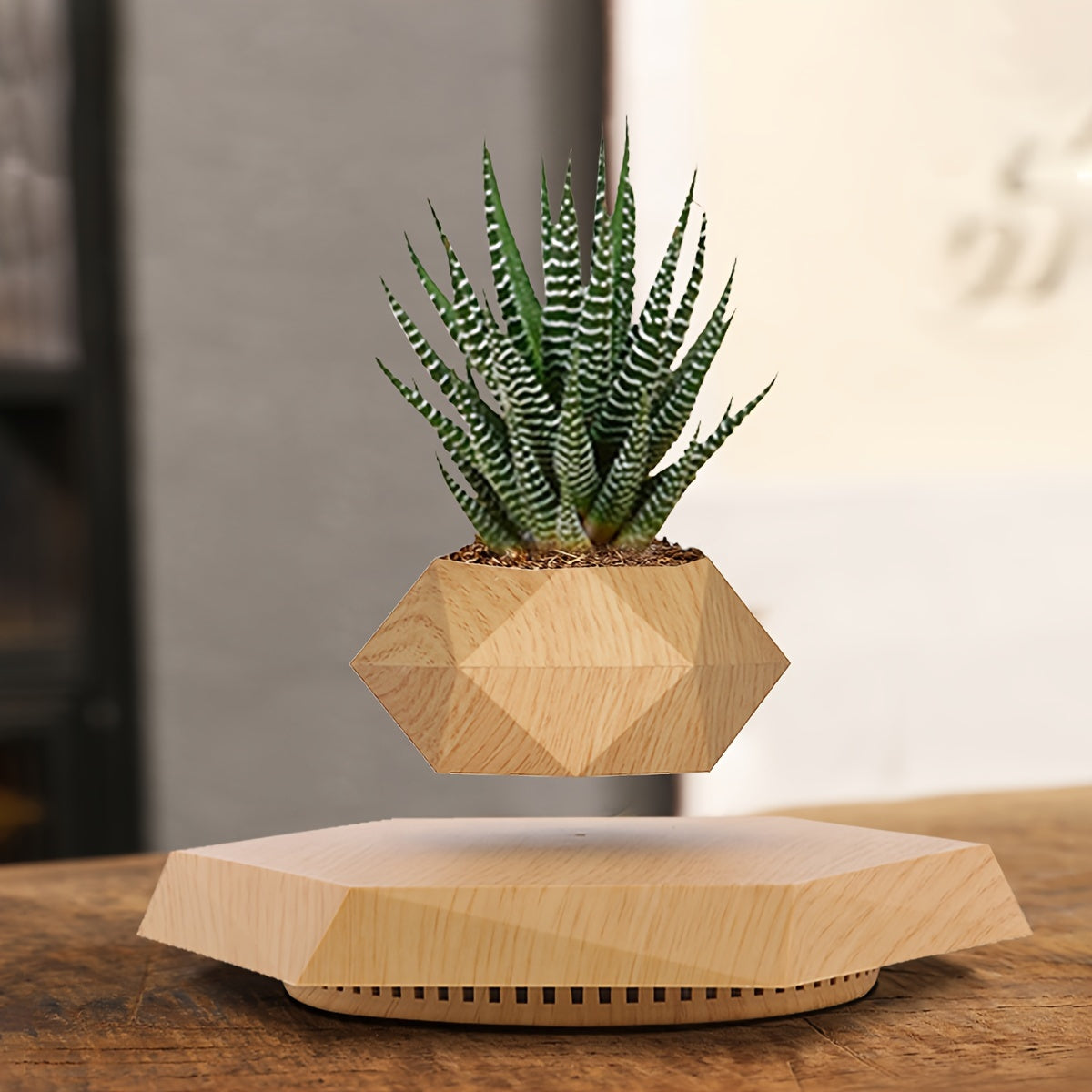 Magnetic Levitating Plant Pot – Rotating Floating Geometric Bonsai Planter Indoor