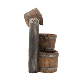 Decorative 3 Tier Bucket Fountain with Lights and Pump - Brown