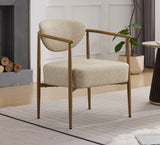 Beige PU Leather Dining Room Chair with Metal Frame