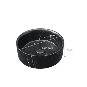 14" Bathroom Round Ceramic Sink with Stone Pattern