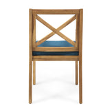 Perla Dining Chair 2pcs with Blue Cushions