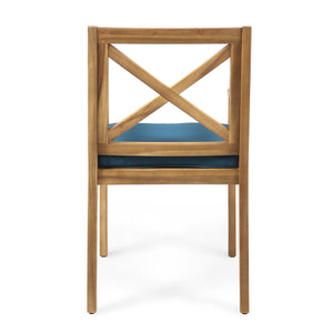 Perla Dining Chair 2pcs with Blue Cushions