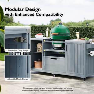 K&K 66.5" Outdoor Kitchen Island for Big Green Egg Grills
