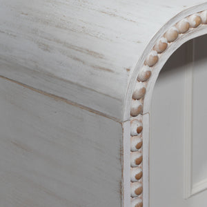 Washed white Console Table, 59in Entryway Table, Curved Waterfall-style Table,Console table with wood beads,Entrance Table for Entryway, Hallway, Living Room, Foyer, Corridor, Office