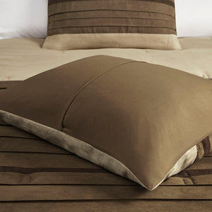 Natural Faux Suede Comforter Set with Hypoallergenic Filling - Cal King