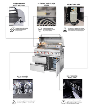 Outdoor Kitchen Island with 6+1 Burner Propane Gas BBQ Grill