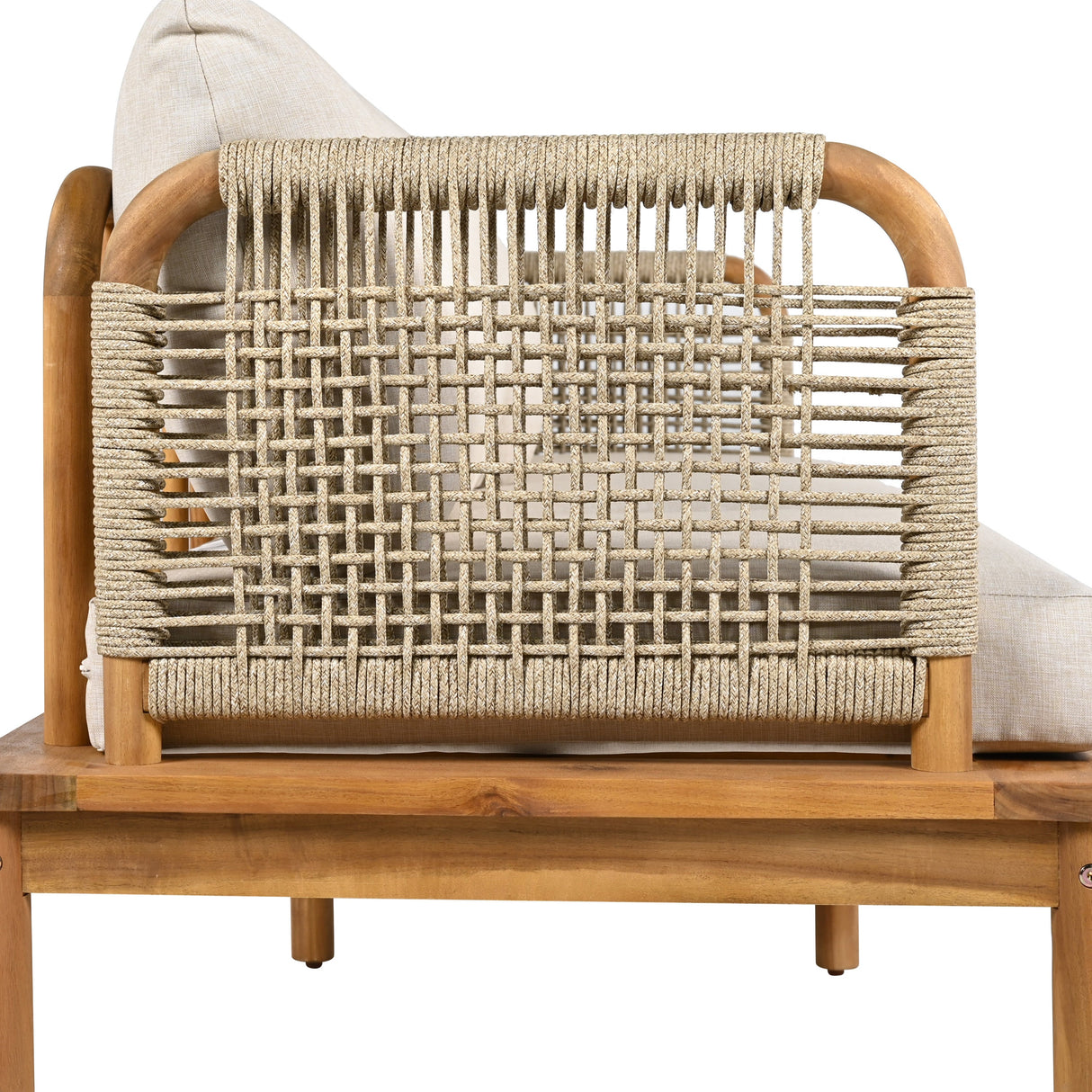 Outdoor 4-piece Acacia Wood and Rope Patio Sofa Set