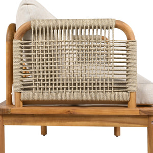 Outdoor 4-piece Acacia Wood and Rope Patio Sofa Set