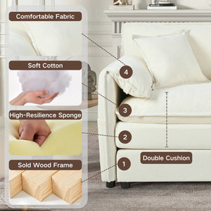 Modern Comfy Deep Seat Modular Sectional Sofa Cloud Couch With Ottoman