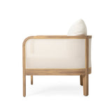 Outdoor acacia wood patio club chair, patio furniture, beige