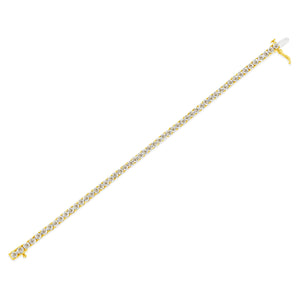 14K Yellow Gold Plated .925 Sterling Silver 3.0 Cttw Miracle-Set Diamond Tennis Bracelet (L-M Color, I2-I3 Clarity) - 7.25"