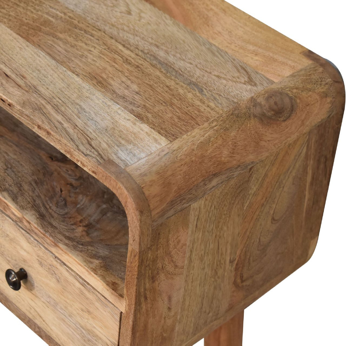 Solid Wood Mini Curved Oak-ish Console Table