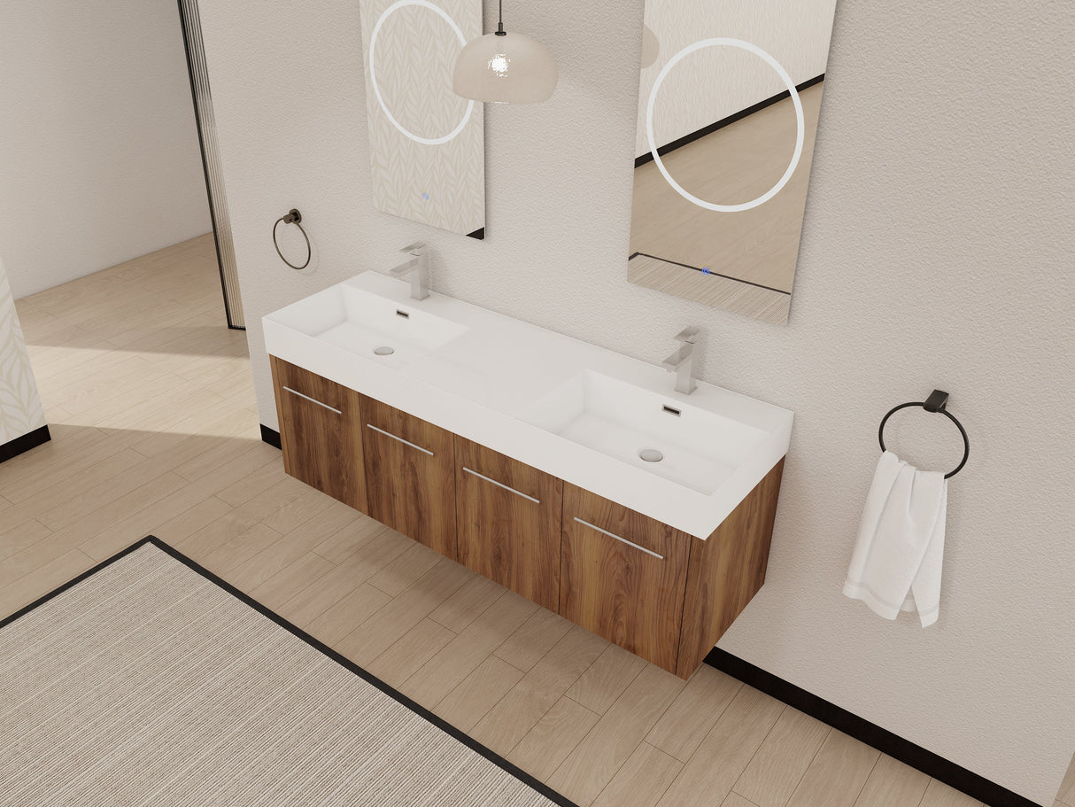 60 Inch Wall-Mounted Bathroom Vanity with Sink